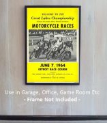Detroit Race Course Motorcycle Race Poster 1964 - Image 2