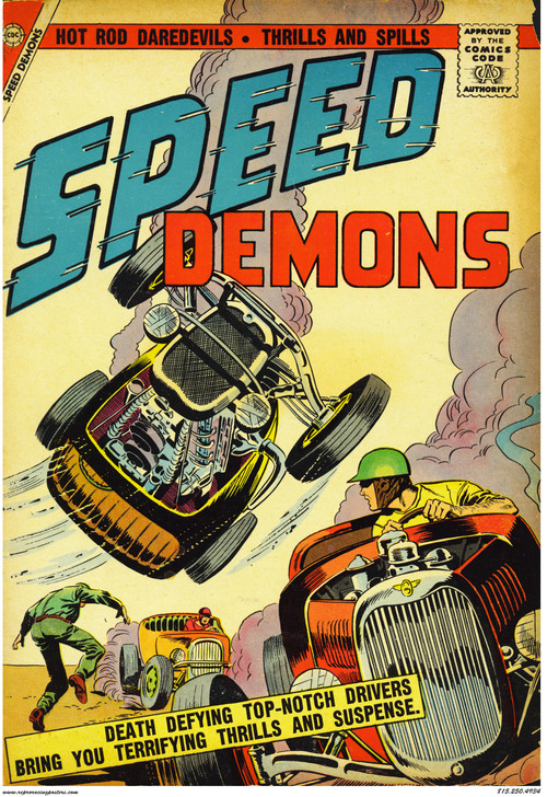 Speed Demons Hot Rod Racers Racing Poster 1950's