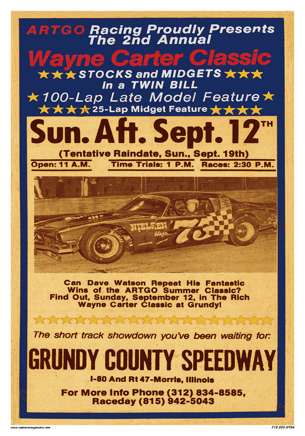Grundy County Speedway Racing Poster 1970's