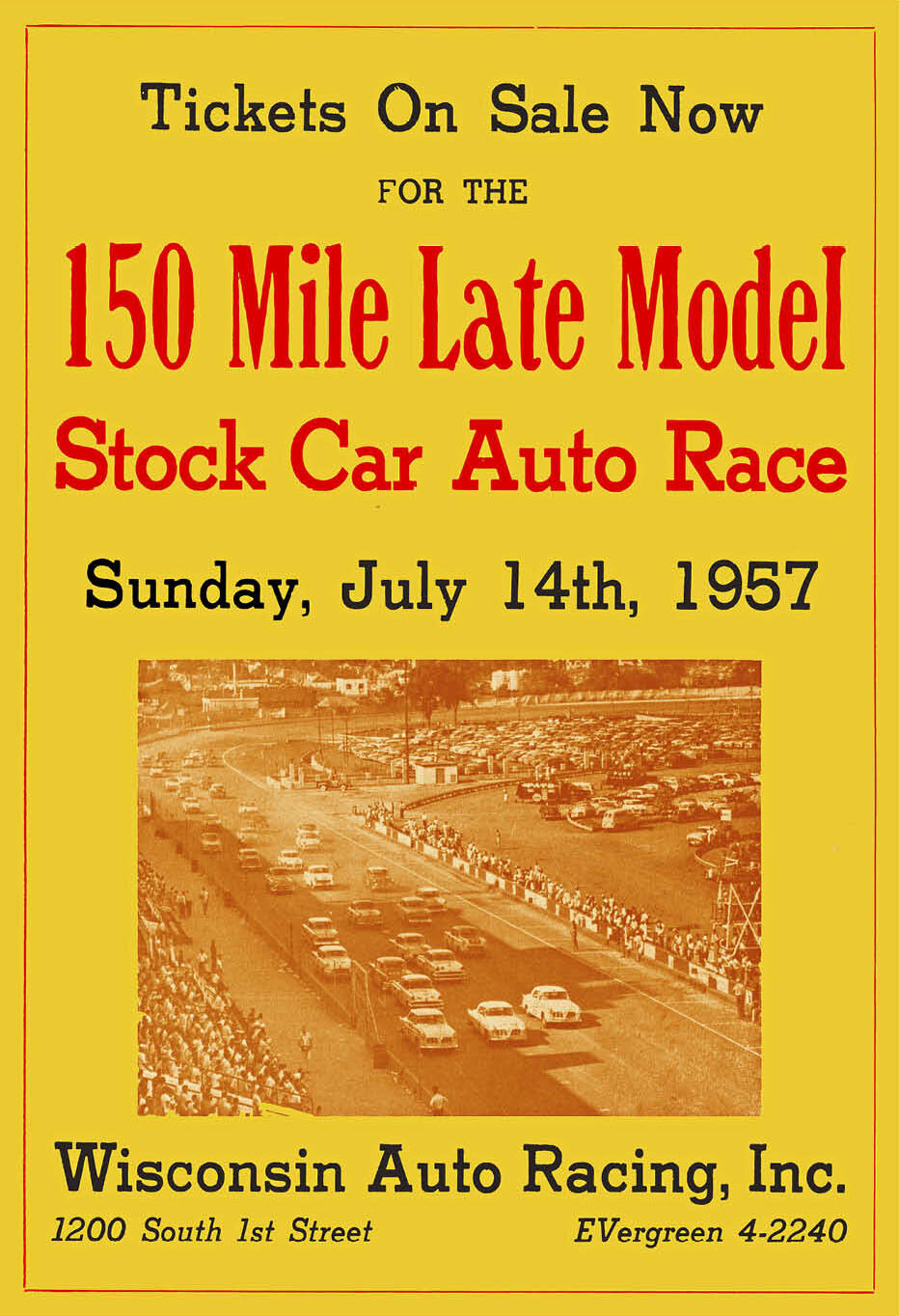 Milwaukee Mile USAC Stock Cars Race Poster 1957